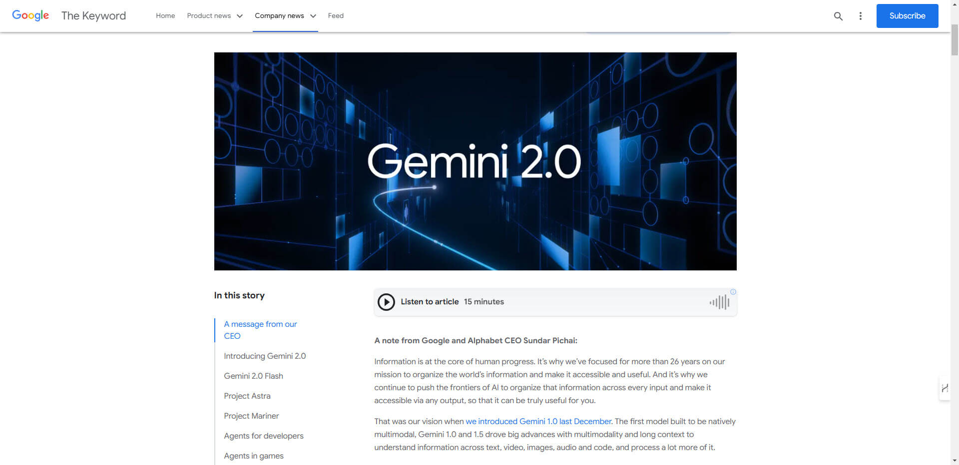 Google Gemini 2.0 ; Image Source: Google Blog