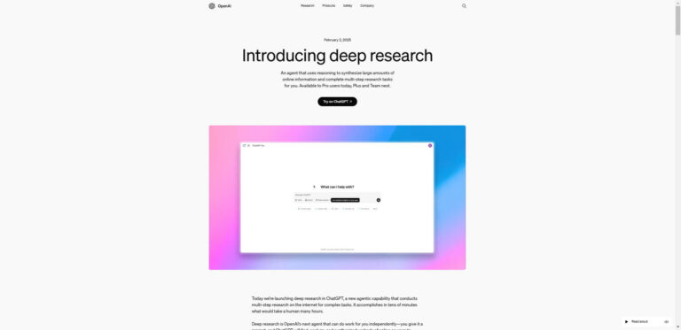 Deep Research: OpenAI presents advanced research feature for ChatGPT