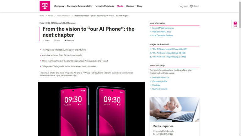 The future of the smartphone – Deutsche Telekom unveils the AI Phone at MWC 2025