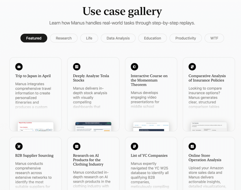 Manus – The autonomous AI agent system automates searches, analyses, chartering and more