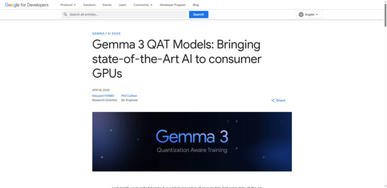 Gemma 3 QAT: Top AI models now run on consumer hardware