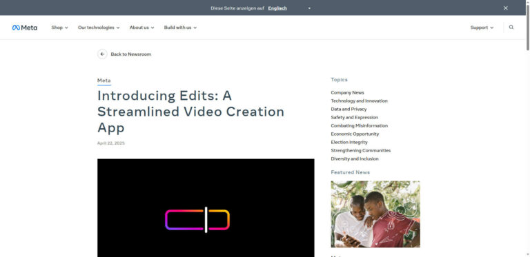 Meta Edits app: Mobile video editing with AI integration for social media
