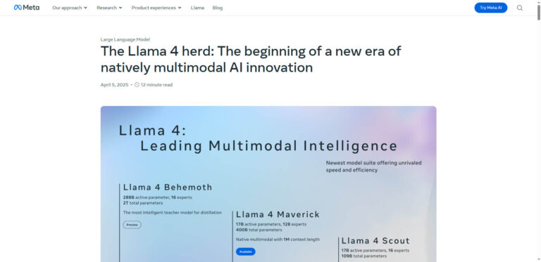 Llama 4: Meta’s AI models with MoE architecture and 10 million token context