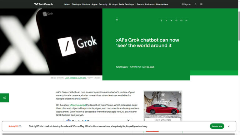 Grok Vision: Musk’s AI chatbot gets camera functions and challenges ChatGPT