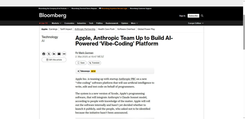 Apple and Anthropic transform software development with AI Vibe coding platform
