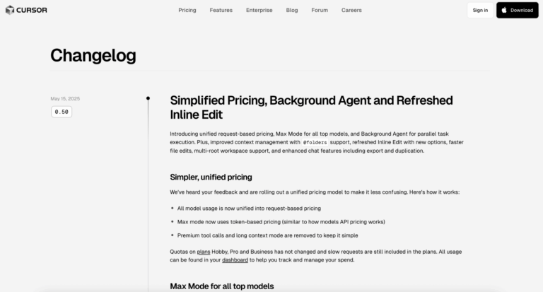 Cursor AI Update 2025: New tab model and background agent change development work