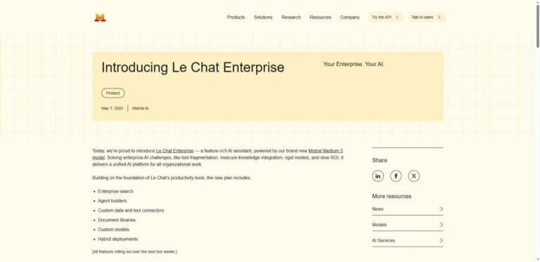 Mistral AI Le Chat Enterprise: Powerful AI solution with hybrid deployment for companies