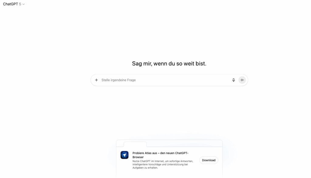 ChatGPT Atlas Webinterface